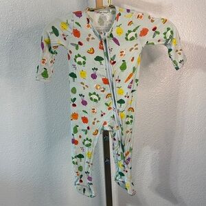 Angel Dear- Colorful Vegetable Print Kids One Piece- bamboo- double zip- 6-9M